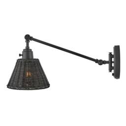 Netlighting Hinkley Arti Dome Wall Lamp Black Black Rattan Shade 1x E27 - thumbnail 5