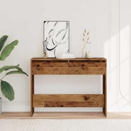 Berkfield Home Console Table Old Wood 100x35x76.5 cm Engineered Wood in Brown - thumbnail 3