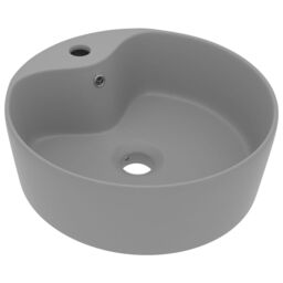 Berkfield Home Luxury Wash Basin with Overflow Matt Light Grey 36x13 cm Ceramic - thumbnail 2