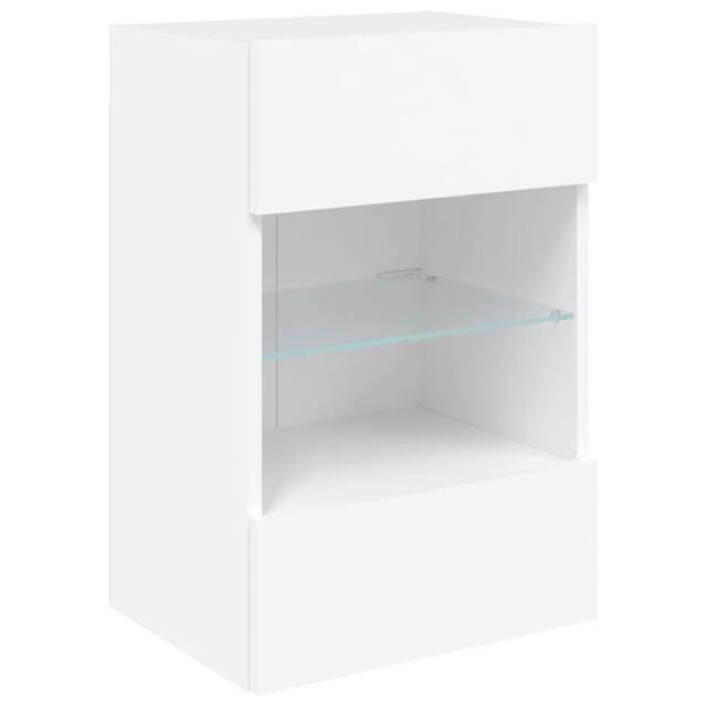Berkfield Home TV Wall Cabinet with LED Lights White 40x30x60.5 cm - image 1