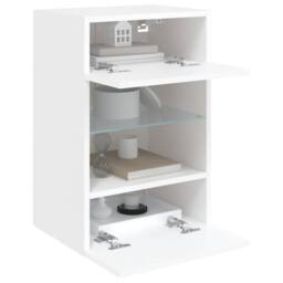 Berkfield Home TV Wall Cabinet with LED Lights White 40x30x60.5 cm - thumbnail 7