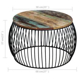 Berkfield Home Coffee Table Round Solid Reclaimed Wood 68x37 cm in Brown - thumbnail 5
