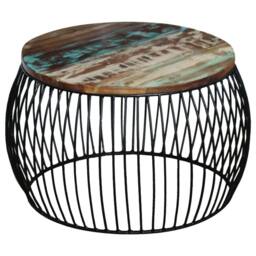 Berkfield Home Coffee Table Round Solid Reclaimed Wood 68x37 cm in Brown - thumbnail 8