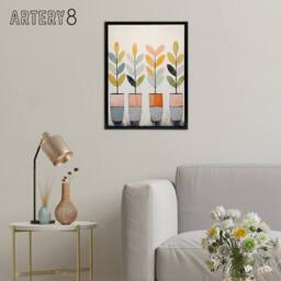 "Artery8 Plant Pots Simple Pastel Boho Framed Canvas Wall Art Print - Size: W12"" x H16""" - thumbnail 3