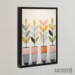 "Artery8 Plant Pots Simple Pastel Boho Framed Canvas Wall Art Print - Size: W12"" x H16""" - thumbnail 2