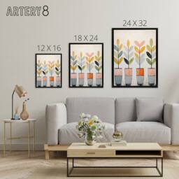"Artery8 Plant Pots Simple Pastel Boho Framed Canvas Wall Art Print - Size: W12"" x H16""" - thumbnail 4