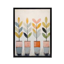 "Artery8 Plant Pots Simple Pastel Boho Framed Canvas Wall Art Print - Size: W12"" x H16""" - thumbnail 1