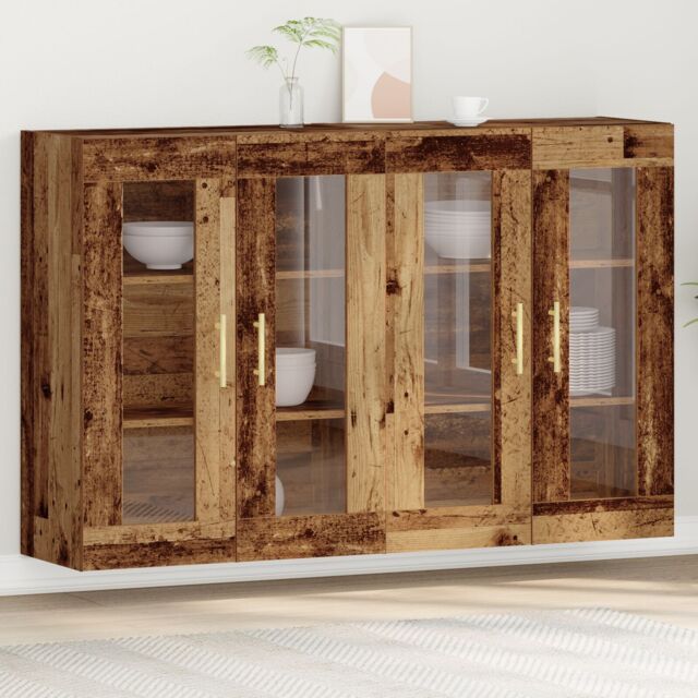 Berkfield Home Wall Mounted Cabinet Set of 2 Old wood Solid Wood in Brown - image 1