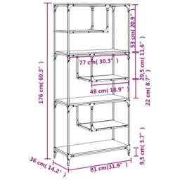 Berkfield Home Bookcase Grey Sonoma 81x36x176 cm Engineered Wood - Size: 81 x 36 x 176 cm - thumbnail 9