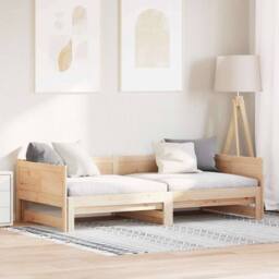 Berkfield Home Pull-out Day Bed 90x200 cm Solid Wood Pine in Natural - thumbnail 2