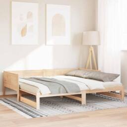 Berkfield Home Pull-out Day Bed 90x200 cm Solid Wood Pine in Natural - thumbnail 4