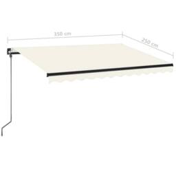 Berkfield Home Manual Retractable Awning with LED 350x250 cm Cream in Beige - thumbnail 6