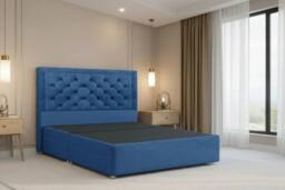 "Chester & Oakley Valencia Plush Divan Bed Base 2 Drawers Foot-End - 54"" Headboard in Navy - Size: Small Double" - thumbnail 3