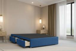 "Chester & Oakley Valencia Plush Divan Bed Base 2 Drawers Foot-End - 54"" Headboard in Navy - Size: Small Double" - thumbnail 6