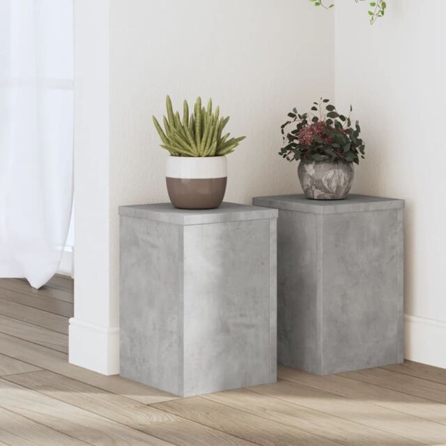 Berkfield Home Plant Stands 2 pcs Concrete Grey 20x20x30 cm Engineered Wood - Size: 20 x 20 x 30 cm - image 1