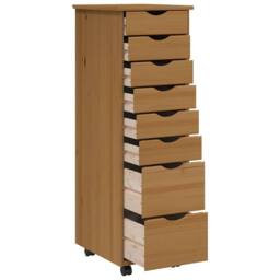 Berkfield Home Rolling Cabinet with Drawers MOSS Honey Brown Solid Wood Pine - thumbnail 4
