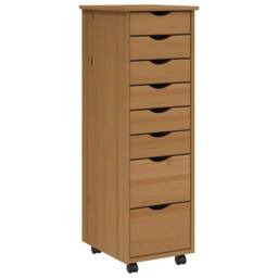 Berkfield Home Rolling Cabinet with Drawers MOSS Honey Brown Solid Wood Pine - thumbnail 3