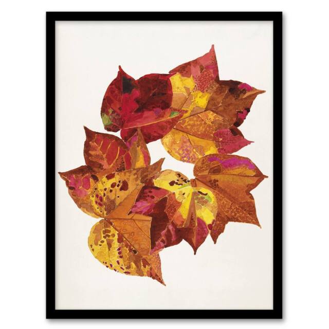 Artery8 Reijer Stolk Autumn Leaves Watercolour Painting Framed Wall Art Print in White - Size: A3 - image 1