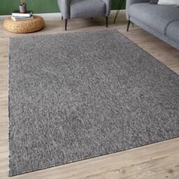 THE RUGS Flex Collection Solid Design Low Pile Extra Large Living Room Rug in Grey - Size: 140 cm x 200 cm