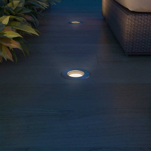 Berkfield Home Outdoor LED Ground Lights 3 pcs Round in Silver - image 1