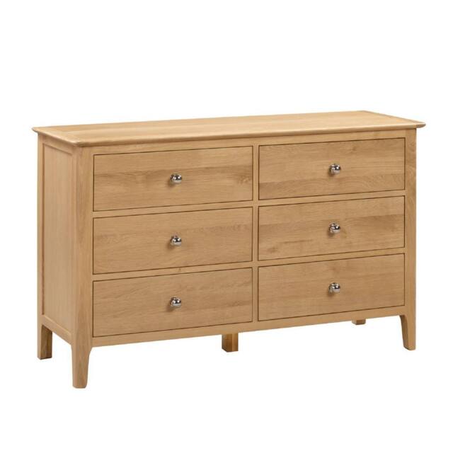 Cheshire Premium Oakmere 6 Drawer Wide Chest - Oak in Brown - image 1