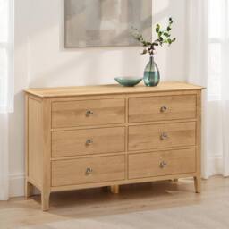 Cheshire Premium Oakmere 6 Drawer Wide Chest - Oak in Brown - thumbnail 3