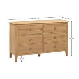 Cheshire Premium Oakmere 6 Drawer Wide Chest - Oak in Brown - thumbnail 7