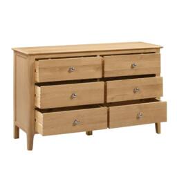 Cheshire Premium Oakmere 6 Drawer Wide Chest - Oak in Brown - thumbnail 2