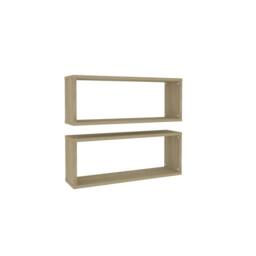 Berkfield Home Wall Cube Shelf 2 pcs Sonoma Oak 60x15x23 cm Engineered Wood in Brown - Size: 60 x 15 x 23 cm - thumbnail 1
