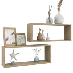 Berkfield Home Wall Cube Shelf 2 pcs Sonoma Oak 60x15x23 cm Engineered Wood in Brown - Size: 60 x 15 x 23 cm - thumbnail 3