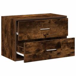 Berkfield Home Durable Cabinet with 2 Drawers Smoked Oak 60x31x40 cm Engineered Wood in Brown - Size: 60 x 31 x 40 cm - thumbnail 5