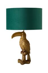 ValueLights Tuki Toucan Velvet Metallic Drum Lamp Shade Bronze Table Lamp & Bulb in Bottle Green - thumbnail 6