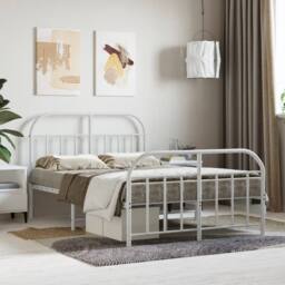 Berkfield Home Metal Bed Frame with Headboard & Footboard White 120x200 cm - Size: Small Double - thumbnail 2