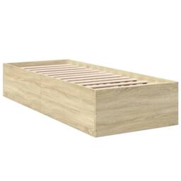 Berkfield Home Modern Bed Frame without Mattress Sonoma Oak 100x200 cm in Light Tan - thumbnail 1