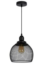 Lucide 'MESH' Dimmable Adjustable Height Indoor Vintage Pendant Light 1xE27 in Black - thumbnail 2