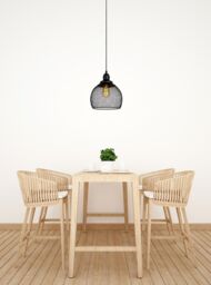 Lucide 'MESH' Dimmable Adjustable Height Indoor Vintage Pendant Light 1xE27 in Black - thumbnail 4