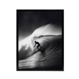"Artery8 Surfer Riding A Big Wave Photograph Framed Canvas Wall Art Print in Black - Size: W12"" x H16""" - thumbnail 1