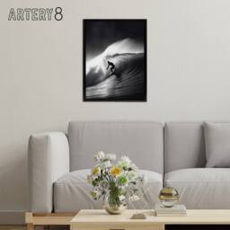 "Artery8 Surfer Riding A Big Wave Photograph Framed Canvas Wall Art Print in Black - Size: W12"" x H16""" - thumbnail 3