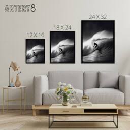 "Artery8 Surfer Riding A Big Wave Photograph Framed Canvas Wall Art Print in Black - Size: W12"" x H16""" - thumbnail 4