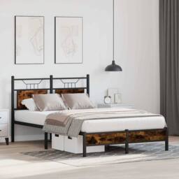 Berkfield Home Decorative Bed Frame Frame Smoked Oak 120x190 cm Small Double Wood in Brown - thumbnail 4