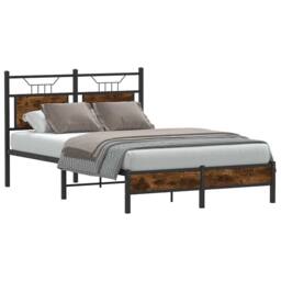Berkfield Home Decorative Bed Frame Frame Smoked Oak 120x190 cm Small Double Wood in Brown - thumbnail 1
