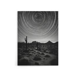 "Artery8 Desert Landscape Star Trail Time Lapse Sky Canvas Wall Art Print in Grey - Size: W18"" x H24""" - thumbnail 1