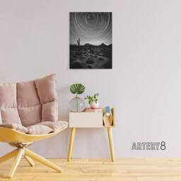 "Artery8 Desert Landscape Star Trail Time Lapse Sky Canvas Wall Art Print in Grey - Size: W18"" x H24""" - thumbnail 3