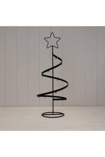 KDMD Black Metal Spiral Tree Ornament with Star Topper - image 1
