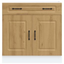 Berkfield Home Kitchen Base Cabinet Kalmar Artisan Oak Engineered Wood in Brown - thumbnail 4