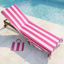OHS Stripes Beach Towel with Bag Quick Dry Absorbent Travel Spa in Burgundy - thumbnail 2