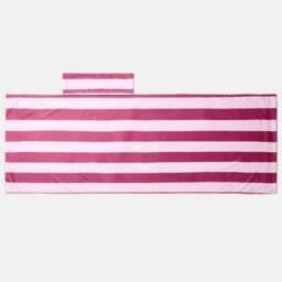 OHS Stripes Beach Towel with Bag Quick Dry Absorbent Travel Spa in Burgundy - thumbnail 5