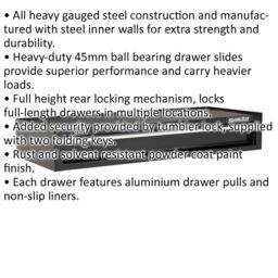 Loops 1030 x 440 x 170mm BLACK 1 Drawer MID-BOX Tool Chest Lockable Storage Cabinet - thumbnail 2
