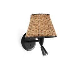 Netlighting Sumba Black Rattan Shade Wall Lamp With Reading Light 3000K - thumbnail 1