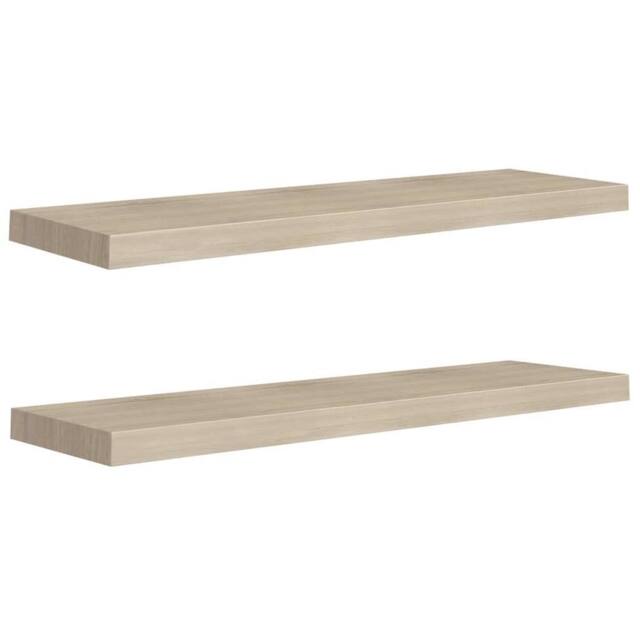 Berkfield Home Floating Wall Shelves 2 pcs Oak 90x23.5x3.8 cm MDF in Light Oak - image 1